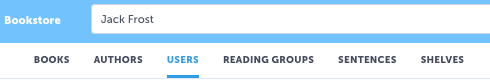 Search bar for books and users.
